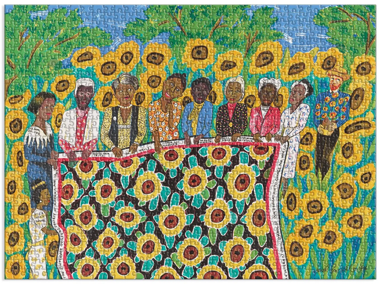 Arlette Gosieski Quilts Crazy Quilt Bee Jigsaw Puzzle 1000 Pieces 27x20 NEW FS