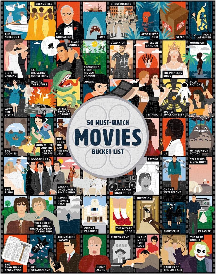 50 Must-Watch Movies Bucket List 1000 Piece Jigsaw Puzzle
