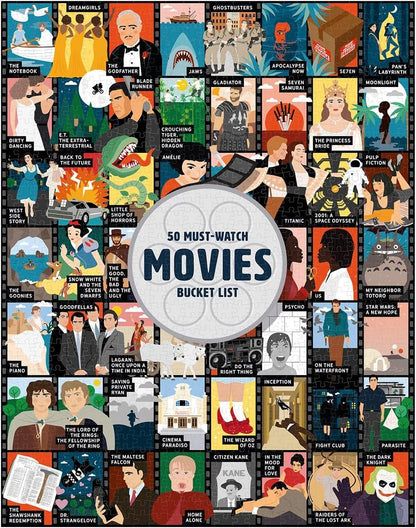 50 Must-Watch Movies Bucket List 1000 Piece Jigsaw Puzzle