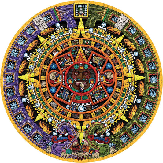 Michael Angulo: Aztec Sun Stone 1000 Piece Circular Jigsaw Puzzle